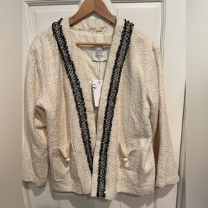 Setre Cream Textured Blazer with Black Trim